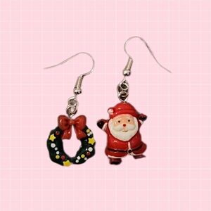 Santa and Wreath Earrings
